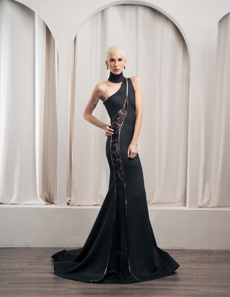 Whisper one-arm lace mermaid gown from Secret Garden